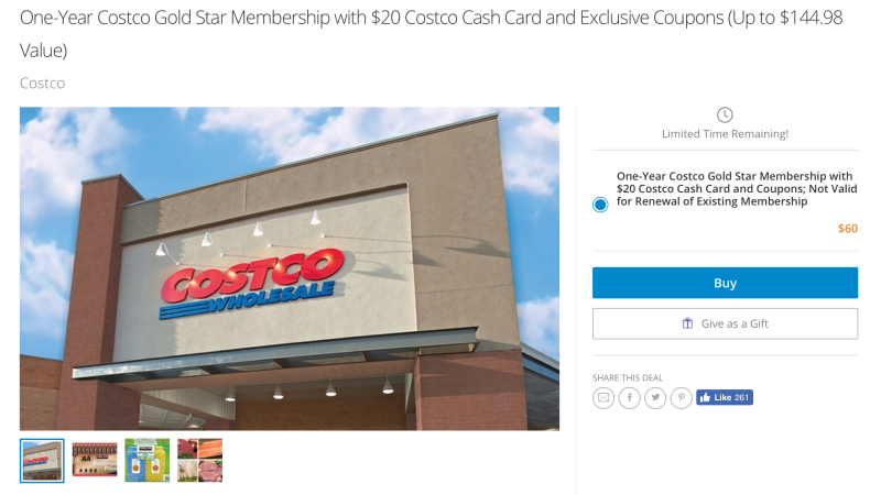 Membresía en Costco + tarjeta regalo de $20 + Cupones | $60 | Living Social | Solo para miembros nuevosImagen: Living Social